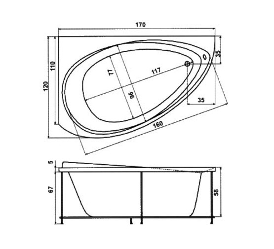 Акриловая ванна Aquatika Alternativa Standart 170x120 L без гидромассажа