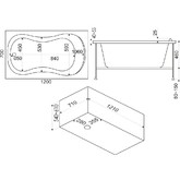 Акриловая ванна BAS Кэмерон Flat 120x70 с гидромассажем