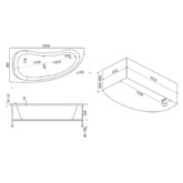 Акриловая ванна BAS Алегра Flat 150x90 L с гидромассажем