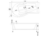 Акриловая ванна BAS Капри Flat 170x95 L с гидромассажем