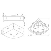 Акриловая ванна BAS Мега Flat 160x160 с гидромассажем