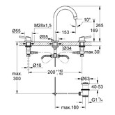 Смеситель для раковины Grohe Concetto 20216001 на 3 отверстия с донным клапаном