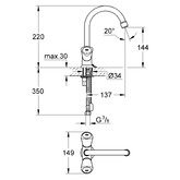 Смеситель для раковины Grohe Costa S 21338001 с цепочкой