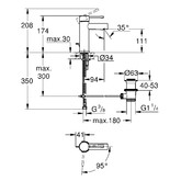 Смеситель для раковины Grohe Essence+  23379001 с донным клапаном