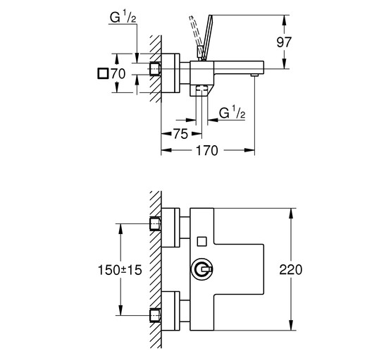 Смеситель для ванны GROHE Eurocube Joy 23666000