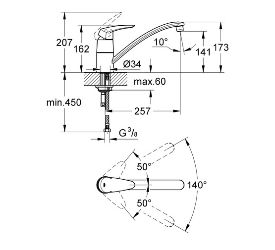 Смеситель для кухни Grohe Eurodisc 33770001