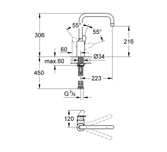 Смеситель для кухни Grohe Eurodisc Cosmopolitan 32259002