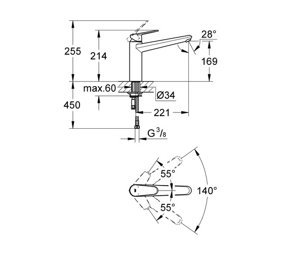 Смеситель для кухни Grohe Eurodisc Cosmopolitan 33770002