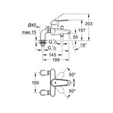 Смеситель для ванны GROHE Eurodisc Cosmopolitan 33392002 с вертикальным подключением