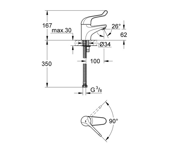 Смеситель для раковины Grohe Euroeco Special 32732000 безопасный