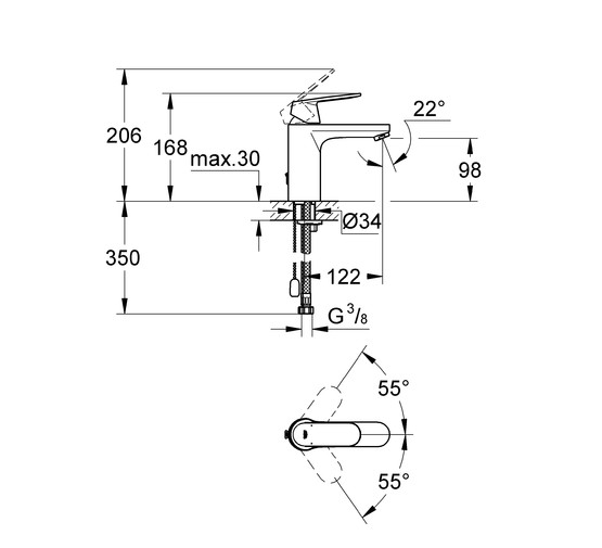 Смеситель для раковины Grohe Eurosmart Cosmopolitan 23326000 с цепочкой