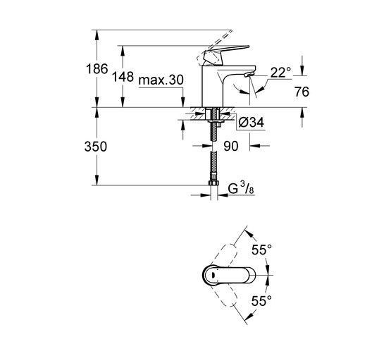 Смеситель для раковины Grohe Eurosmart Cosmopolitan 32824000