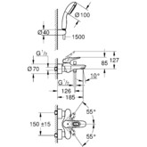 Смеситель для ванны GROHE Eurostyle 2015 33592003 с душевым гарнитуром