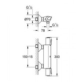 Смеситель для душа GROHE Grohtherm 1000 Cosmopolitan New 34151003 с термостатом и душевым гарнитуром 600 мм