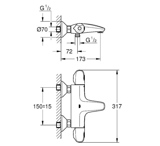 Смеситель для ванны GROHE Grohtherm 1000 Cosmopolitan New 34155003 с термостатом 