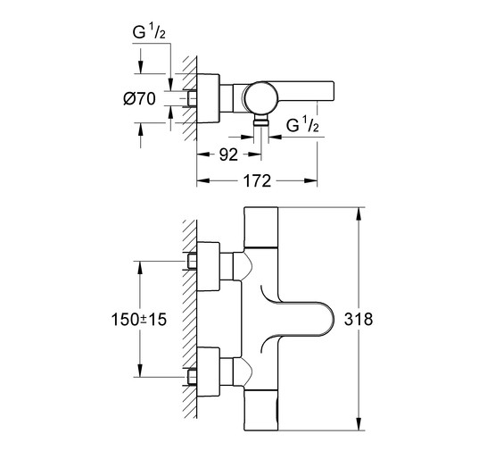 Смеситель для ванны GROHE Grohtherm 3000 Cosmopolitan 34276000 с термостатом 