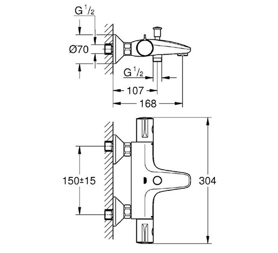 Смеситель для ванны GROHE Grohtherm 800 34567000 с термостатом 