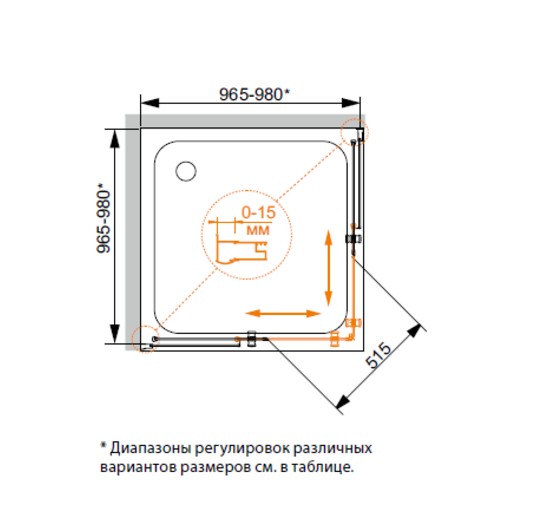 Душевой угол Cezares Pratico A-2-100-P 1000x1000 текстур.стекло 