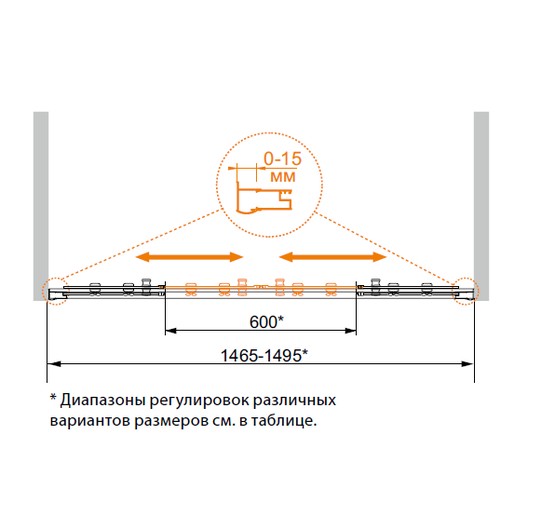 Шторка для ванны Cezares Pratico VF-2-150/140-C 1500x1400 прозр.стекло 