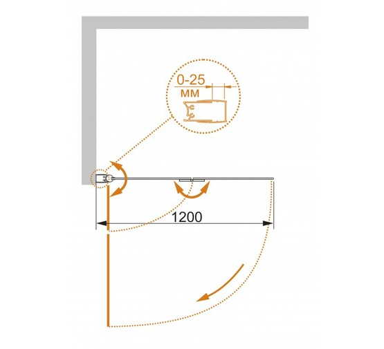 Шторка для ванны Cezares Eco V-21-120/140-P-R 1200x1450 текстур.стекло 