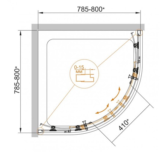 Душевой угол Cezares Eco R-2-80-P 800x800 текстур.стекло 