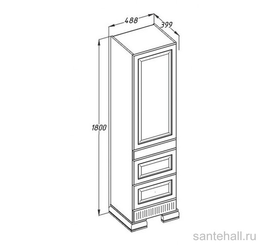 Пенал Opadiris Оникс 49 белый серебряная патина