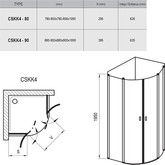 Душевой угол Ravak Chrome CSKK4 - 80 белый + стекло Транспарент