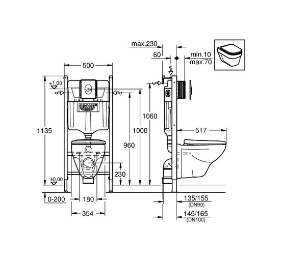 Комплект унитаз с инсталляцией Grohe SL Solido 4 в 1 39117000