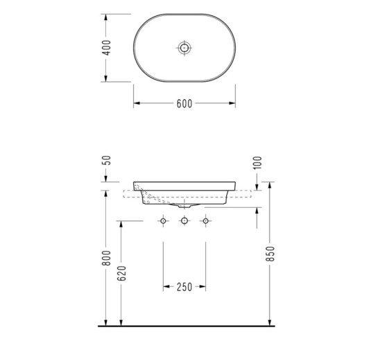 Раковина накладная Serel Sapphire SP33 60 см