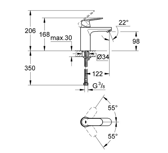 Смеситель для раковины Grohe Eurosmart Cosmopolitan 23327000