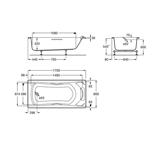 Акриловая ванна Roca BECOOL 170x80