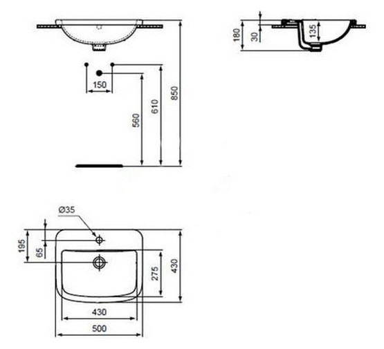 Раковина встраиваемая Ideal Standart  Tempo T059201 50 см