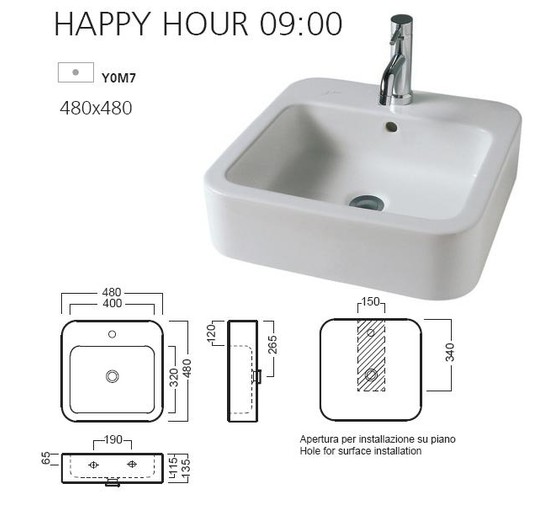 Раковина накладная Hatria Happy Hour Y0M7 48 см