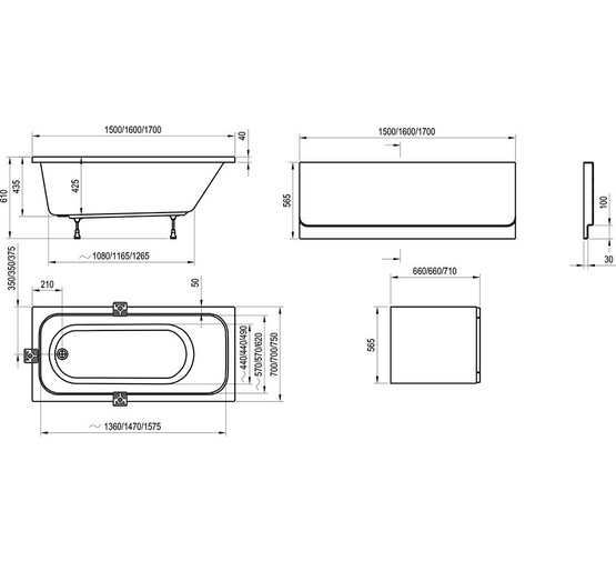 Акриловая ванна Ravak Chrome 150x70