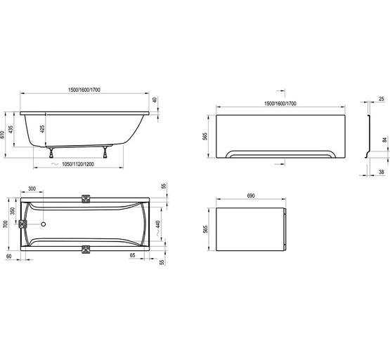 Акриловая ванна Ravak Classic 120x70