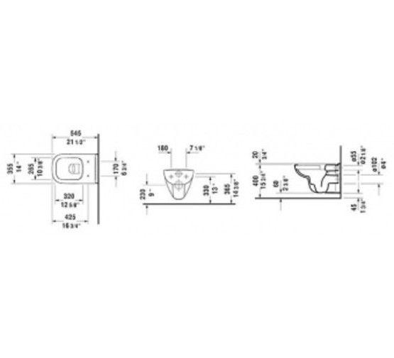 Унитаз подвесной Duravit D-Code 257009 безободковый сидение  микролифт