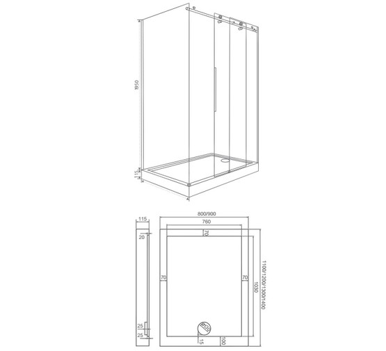 Душевой угол GOOD DOOR Puerta WTWSP-110-80-C-CH 1100x800 хром + прозрачное стекло 