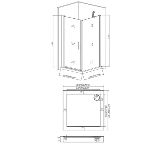 Душевой угол GOOD DOOR Pandora CR-100-C-CH 1000x1000  хром + прозрачное стекло 