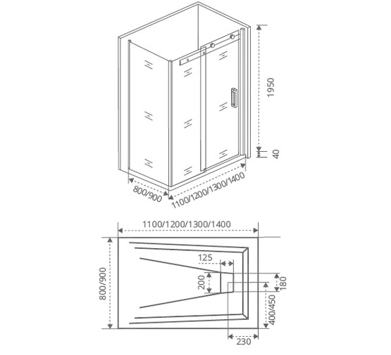 Душевой угол GOOD DOOR Galaxy WTWSP-110-80-C-CH 1100x800 хром + прозрачное стекло 