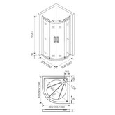 Душевой угол GOOD DOOR Galaxy R-TD-90-C-CH 900x900  хром + прозрачное стекло 