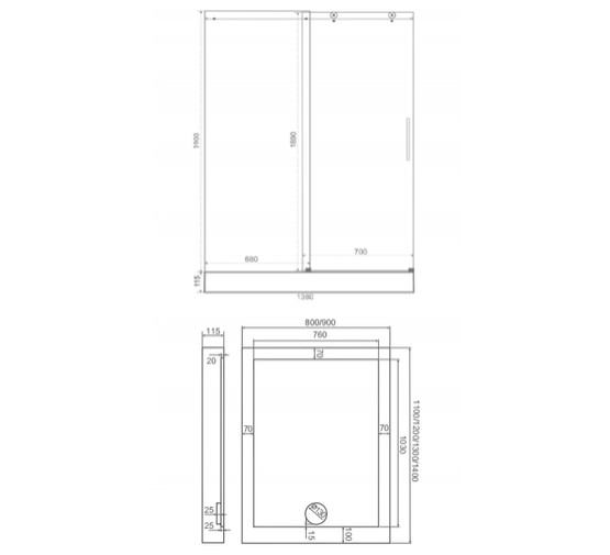 Душевая дверь GOOD DOOR Puerta WTW 110 хром, стекло прозрачное