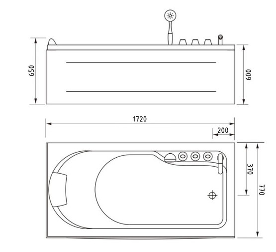 Акриловая ванна Gemy G9006-1,7 B R 170x77 с гидромассажем