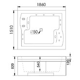 Акриловая ванна Gemy G9052-II B R 186x151 с гидромассажем