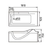 Акриловая ванна Gemy G9055 K R 181x92 с гидромассажем
