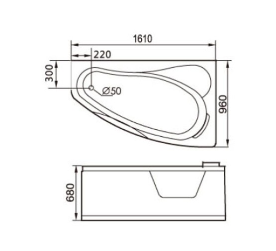 Акриловая ванна Gemy G9046 K R 161x96 с гидромассажем