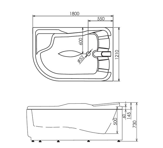 Акриловая ванна Gemy G9083 B R 180x121 с гидромассажем