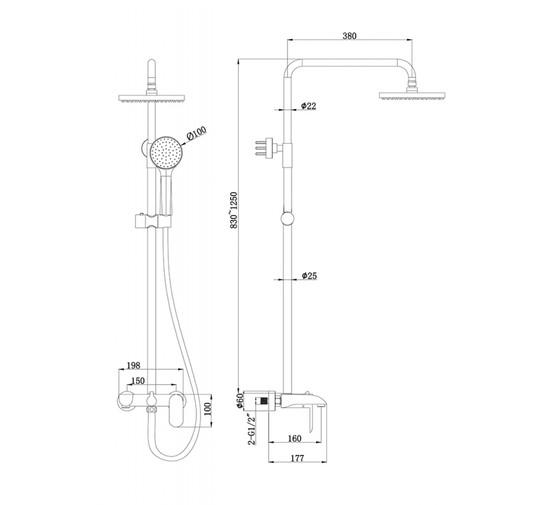 Душевая система Bravat Pure F6335369CP-A-RUS со смесителем хром