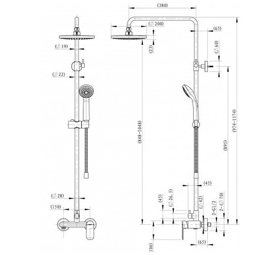 Душевая система Bravat Opal-C F9125183CP-A1-RUS со смесителем хром