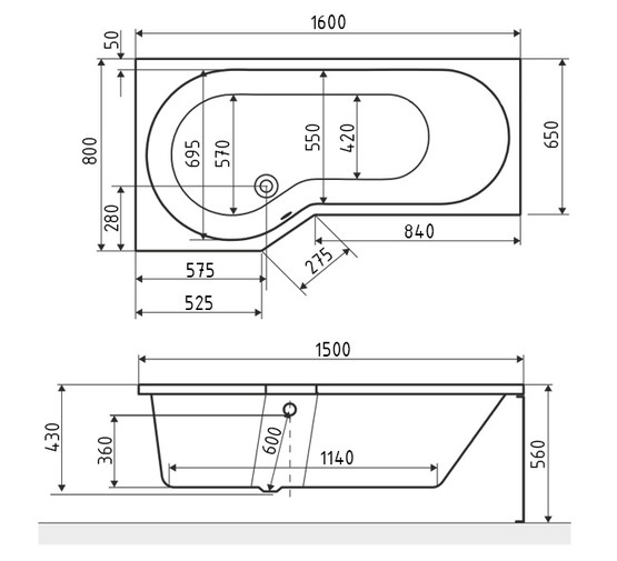 Акриловая ванна Excellent Be Spot 160x80 L