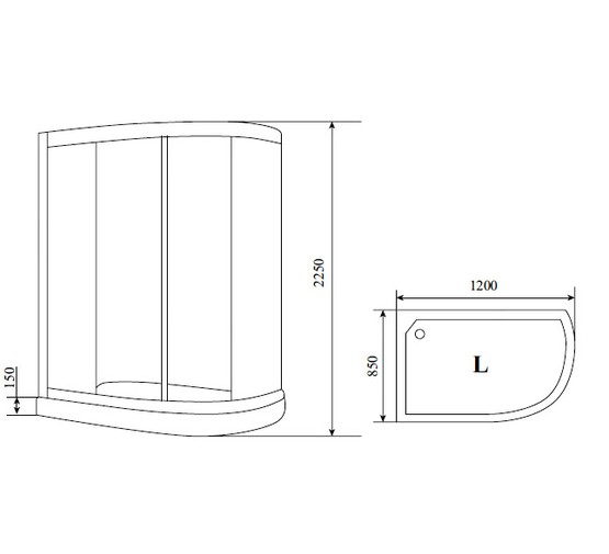 Душевая кабина Timo T-7702 L 1200x850 хром,прозр.стекло 